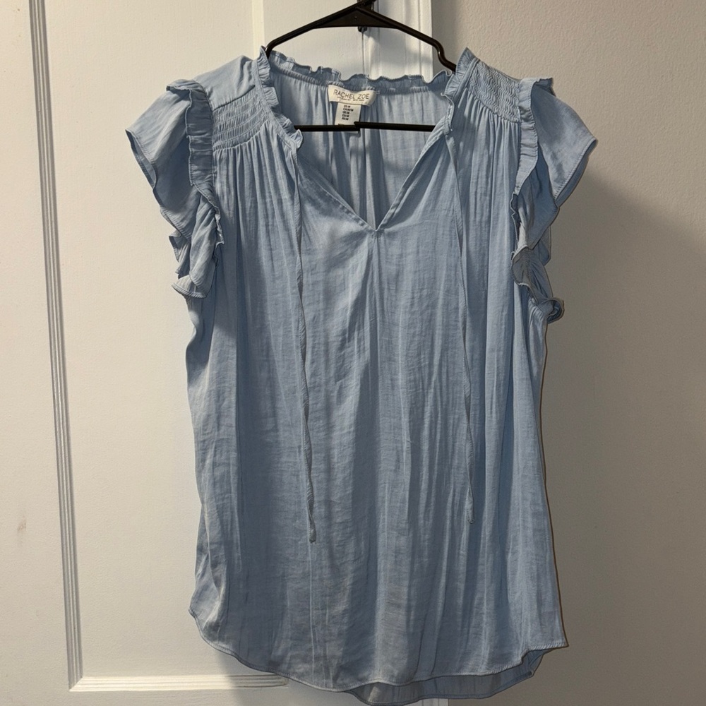 Rachel Zoe Light Blue Ruffle Blouse
